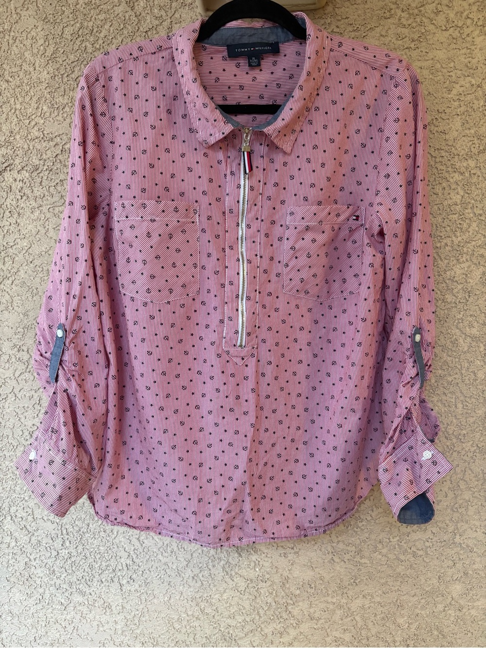Tommy Hilfiger Pink Button-Front Popover Shirt
